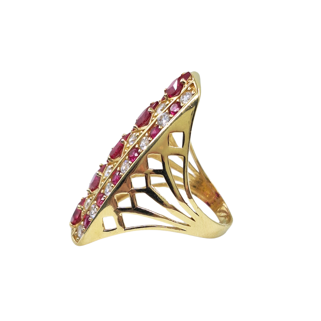 14ct Yellow Gold Pink & White Cubic Zirconia Ring