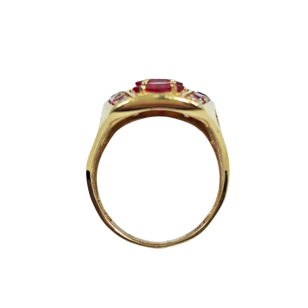 14ct Yellow Gold Pink & White Cubic Zirconia Ring