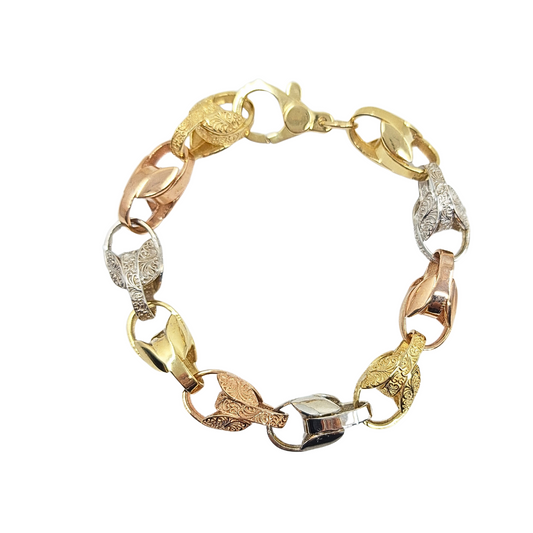 9ct 3 Colour Gold Tulip Bracelet