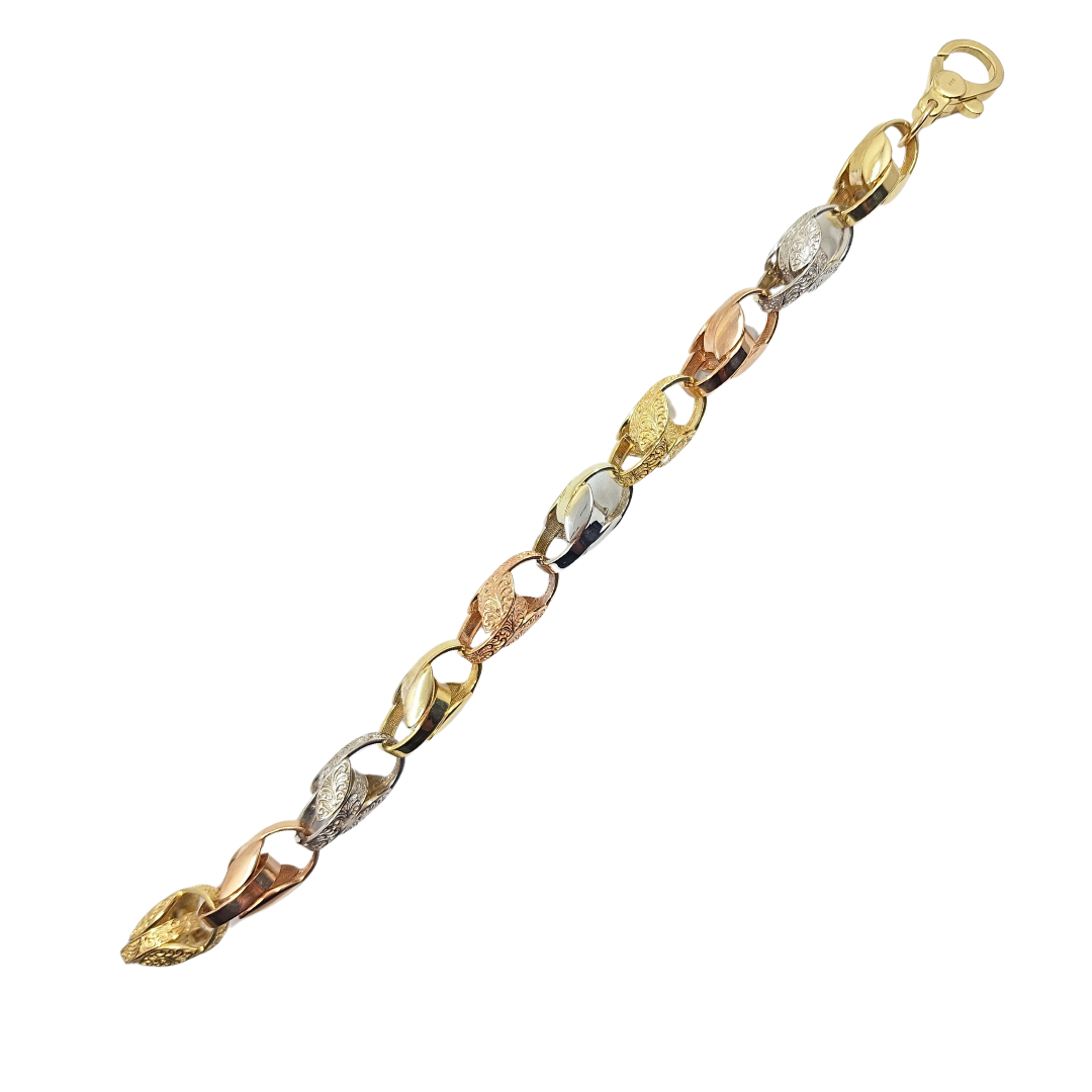 9ct 3 Colour Gold Tulip Bracelet