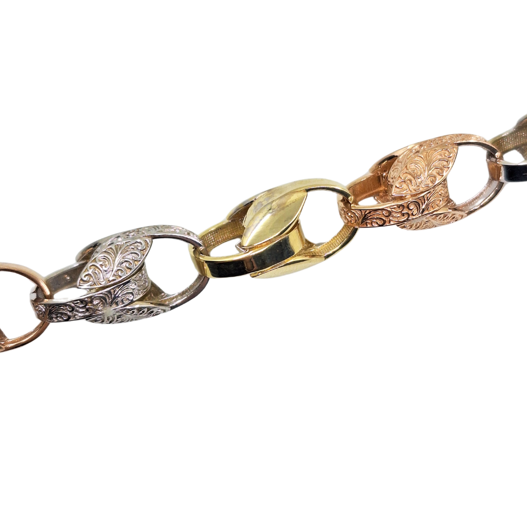 9ct 3 Colour Gold Tulip Bracelet