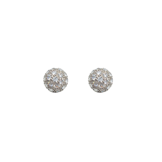 9ct Yellow Gold Cubic Zirconia Domed Cluster Stud Earrings