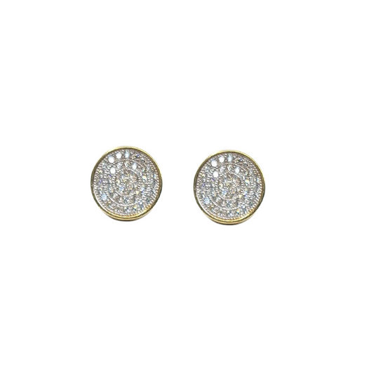 9ct Yellow Gold Round Cubic Zirconia Cluster Stud Earrings