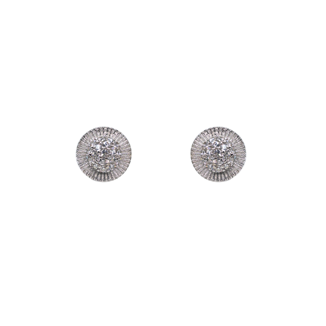 9ct White Gold Cubic Zirconia Rolex Style Stud Earrings