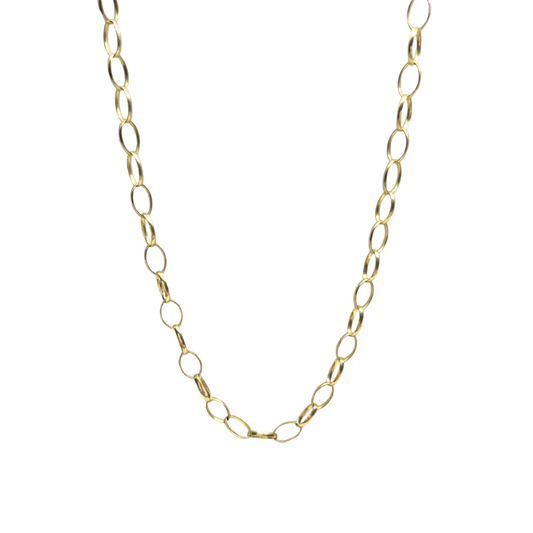 9ct Yellow Gold Oval Link Belcher Chain 24"