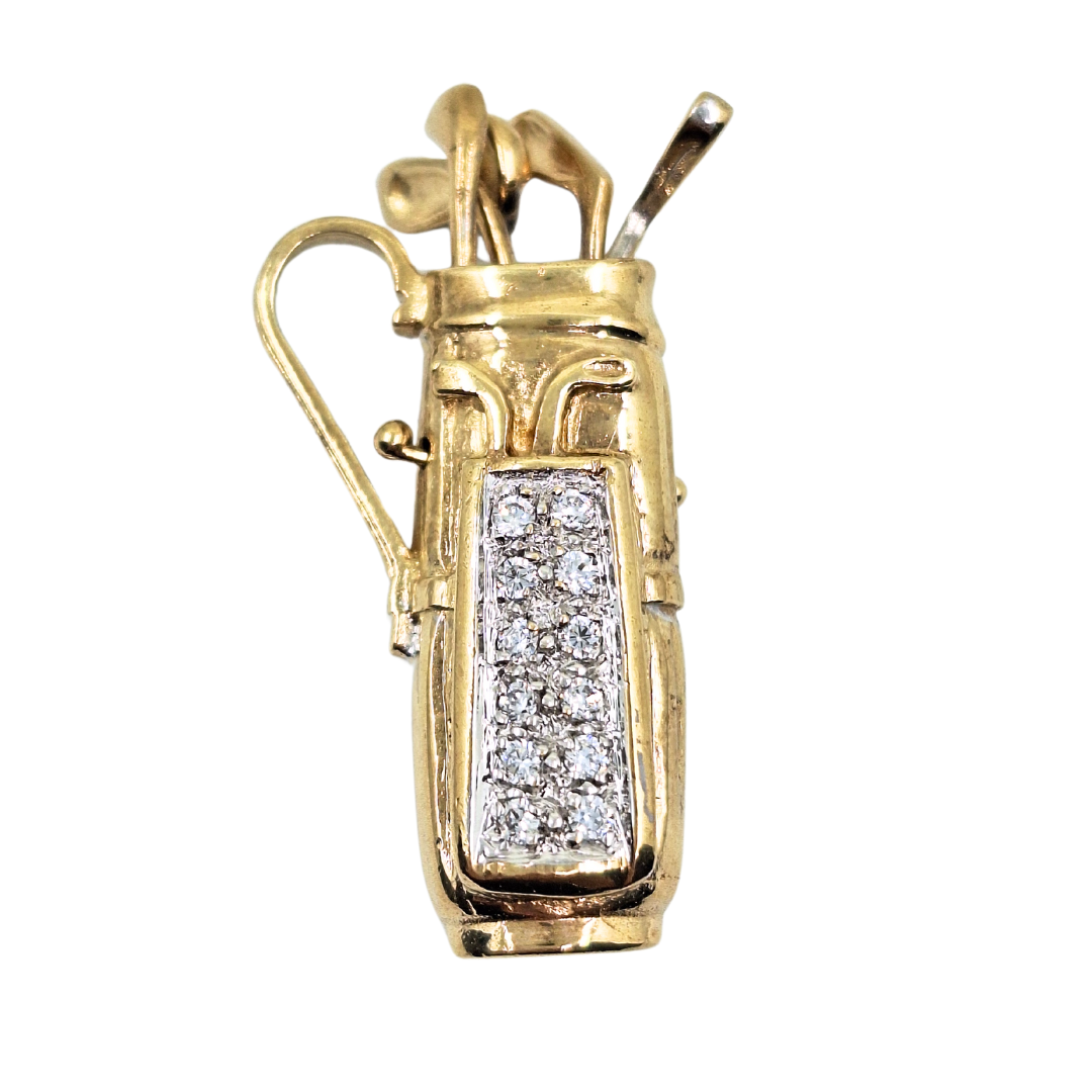 9ct Yellow Gold Cubic Zirconia Golf Bag Pendant