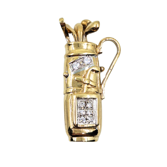 9ct Yellow Gold Cubic Zirconia Golf Bag Pendant