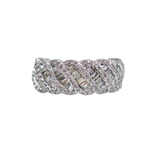 9ct White Gold Baguette Diamond Band Ring 1.25ct