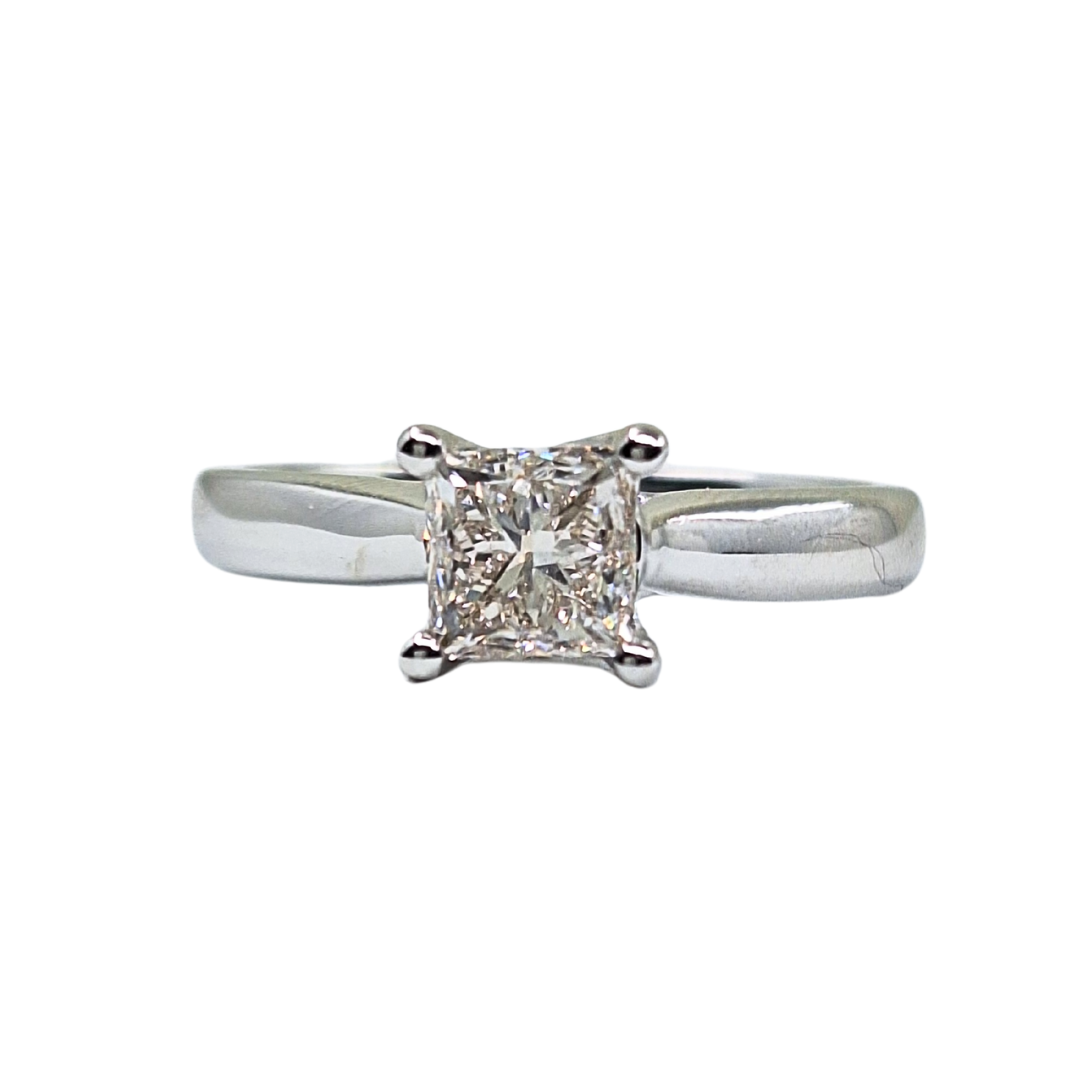 9ct White Gold Princess Cut Diamond Solitaire Ring 1ct