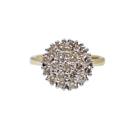 9ct Yellow Gold Diamond Cluster Ring 1.04ct