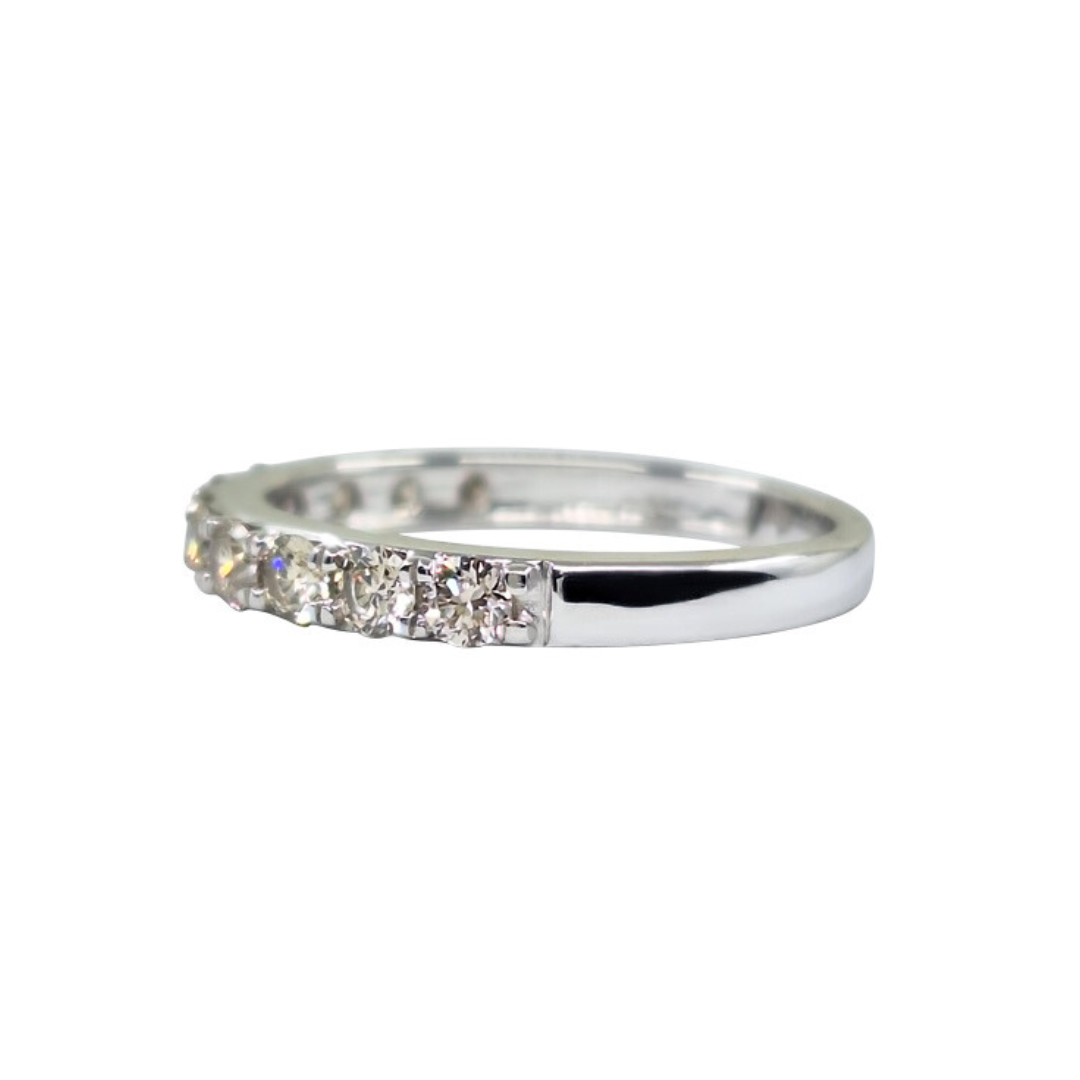 9ct White Gold Diamond Half Eternity Ring 0.76ct