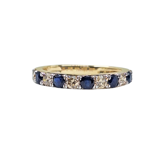 9ct Yellow Gold Sapphire & Diamond eternity Ring