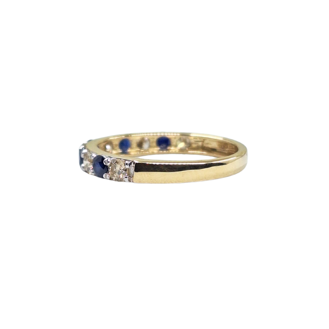 9ct Yellow Gold Sapphire & Diamond eternity Ring