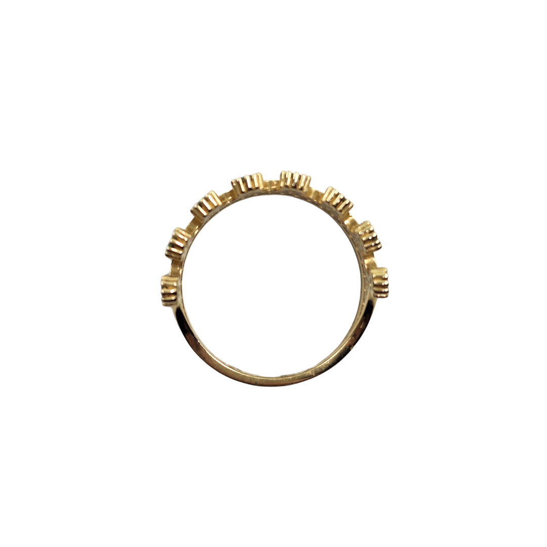 14ct Yellow Gold Green & White Cubic Zirconia Crown Ring