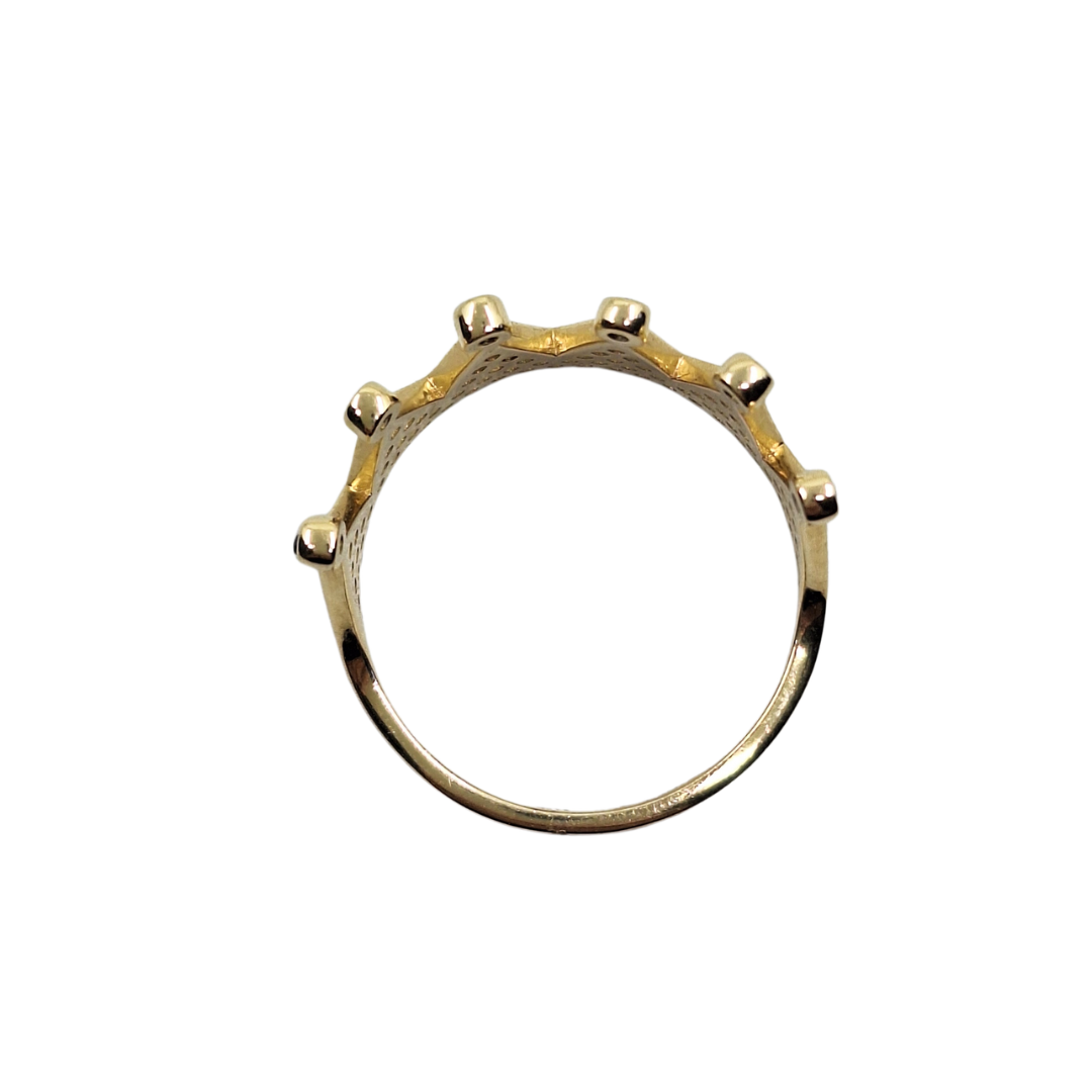 14ct Yellow Gold Blue & White Cubic Zirconia Crown Ring