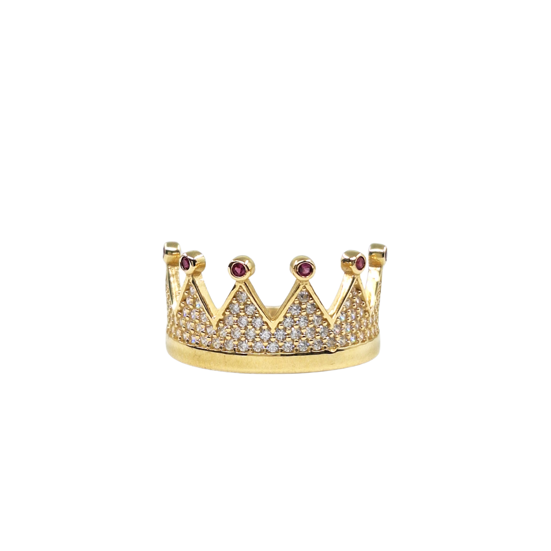 14ct Yellow Gold Cz Crown Ring