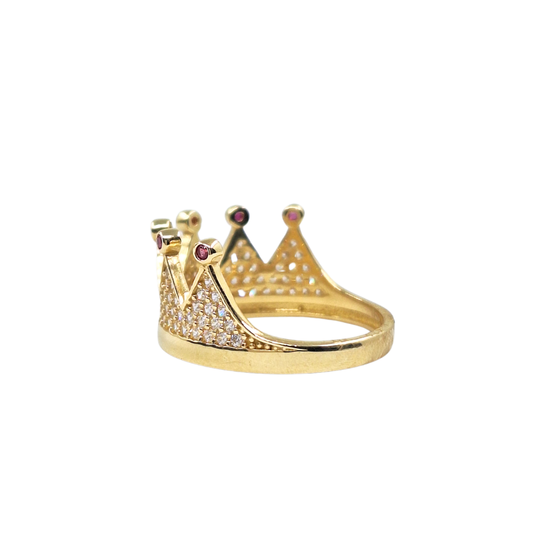 14ct Yellow Gold Cz Crown Ring