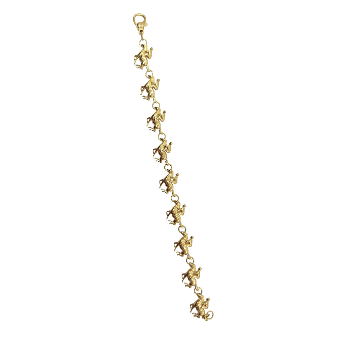 9ct Yellow Gold Horse And Jockey Link Design Bracelet