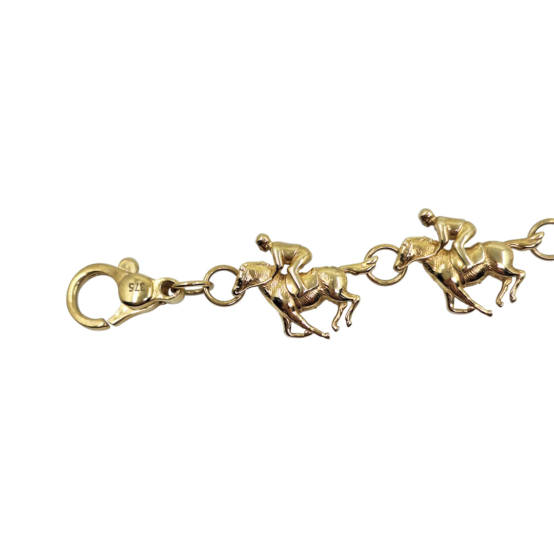 9ct Yellow Gold Horse And Jockey Link Design Bracelet