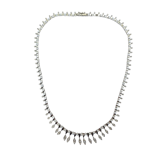 14ct White Gold Cubic Zirconia Collar Necklace 16.5"