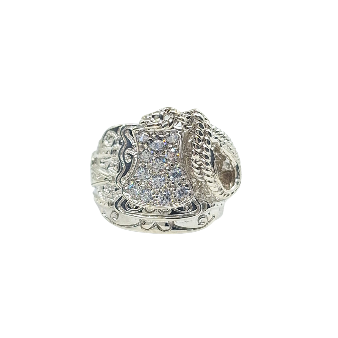 Silver Cubic Zirconia Saddle Ring