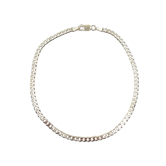 Silver Curb Anklet 10"