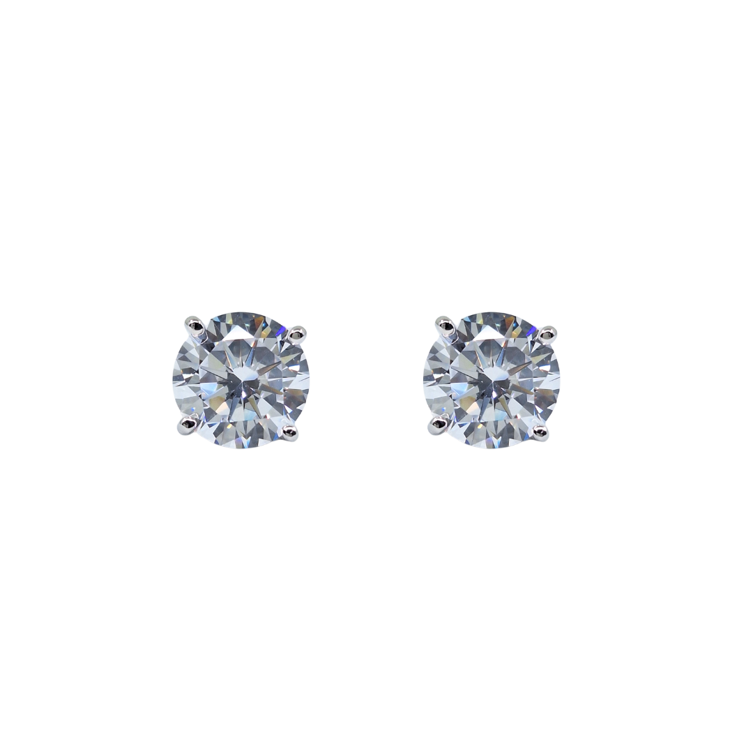 Silver 9mm Cubic Zirconia Stud Earrings
