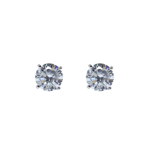 Silver 9mm Cubic Zirconia Stud Earrings