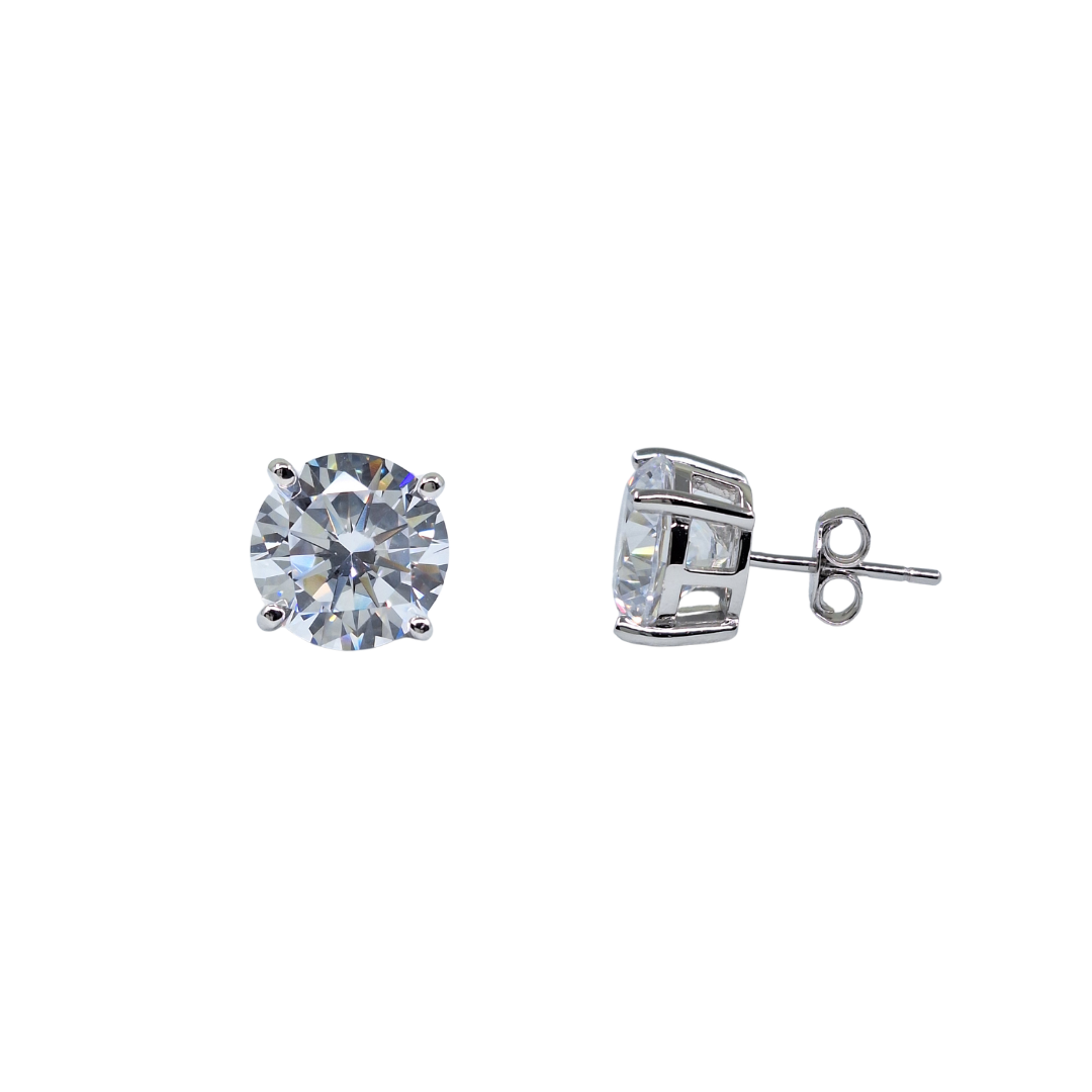 Silver 9mm Cubic Zirconia Stud Earrings