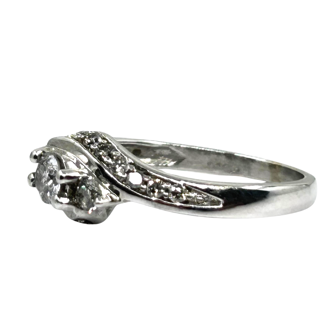 18ct White Gold Diamond 3 Stone Crossover Ring