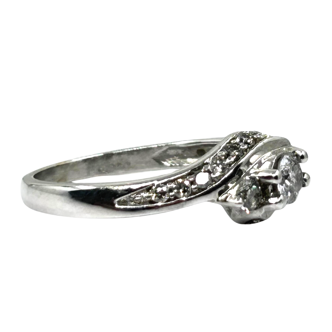 18ct White Gold Diamond 3 Stone Crossover Ring