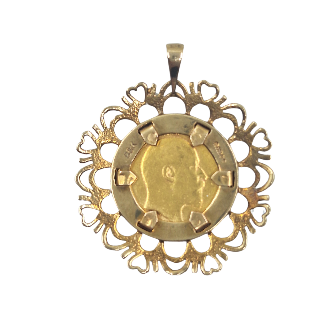 9ct Yellow Gold Half Sovereign Pendant 1904