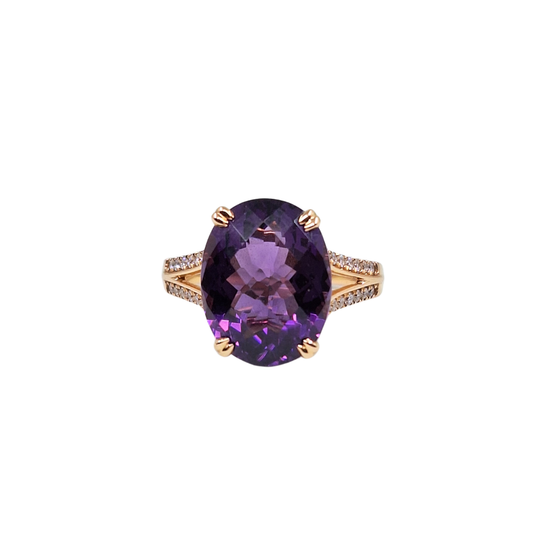 18ct Rose Gold Amethyst & Diamond Ring