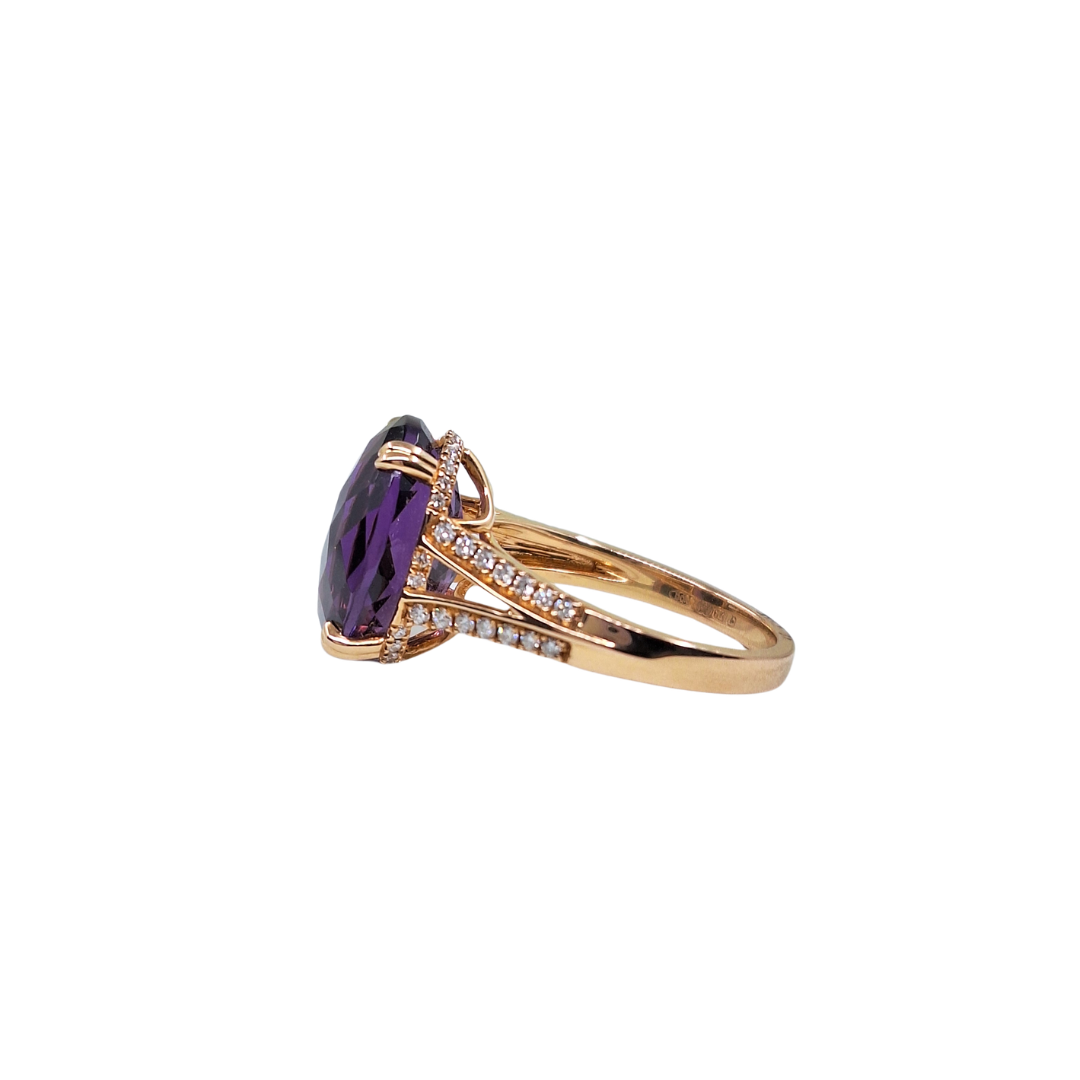 18ct Rose Gold Amethyst & Diamond Ring