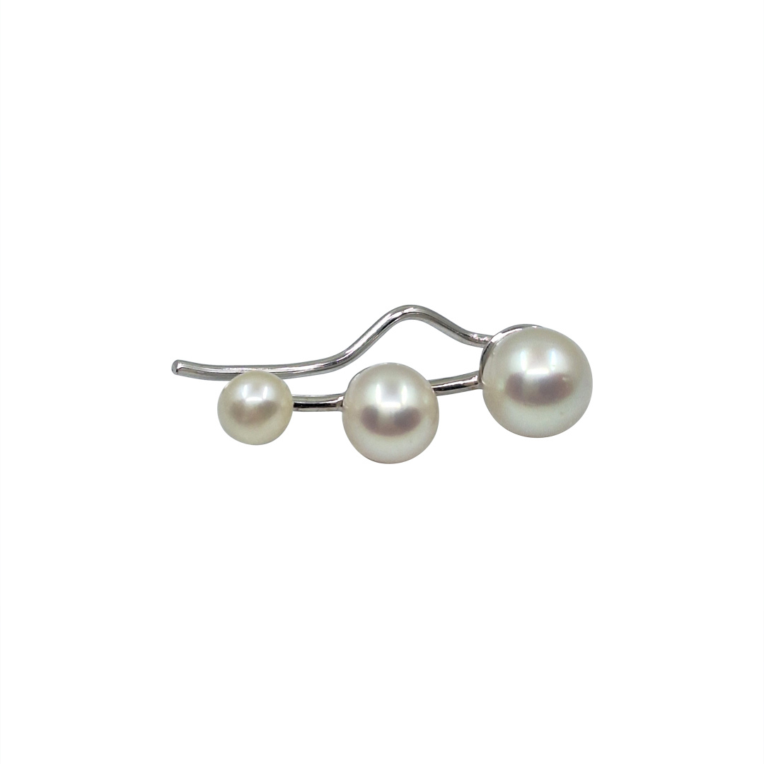 18ct White Gold Pearl Ear Climber Earrings