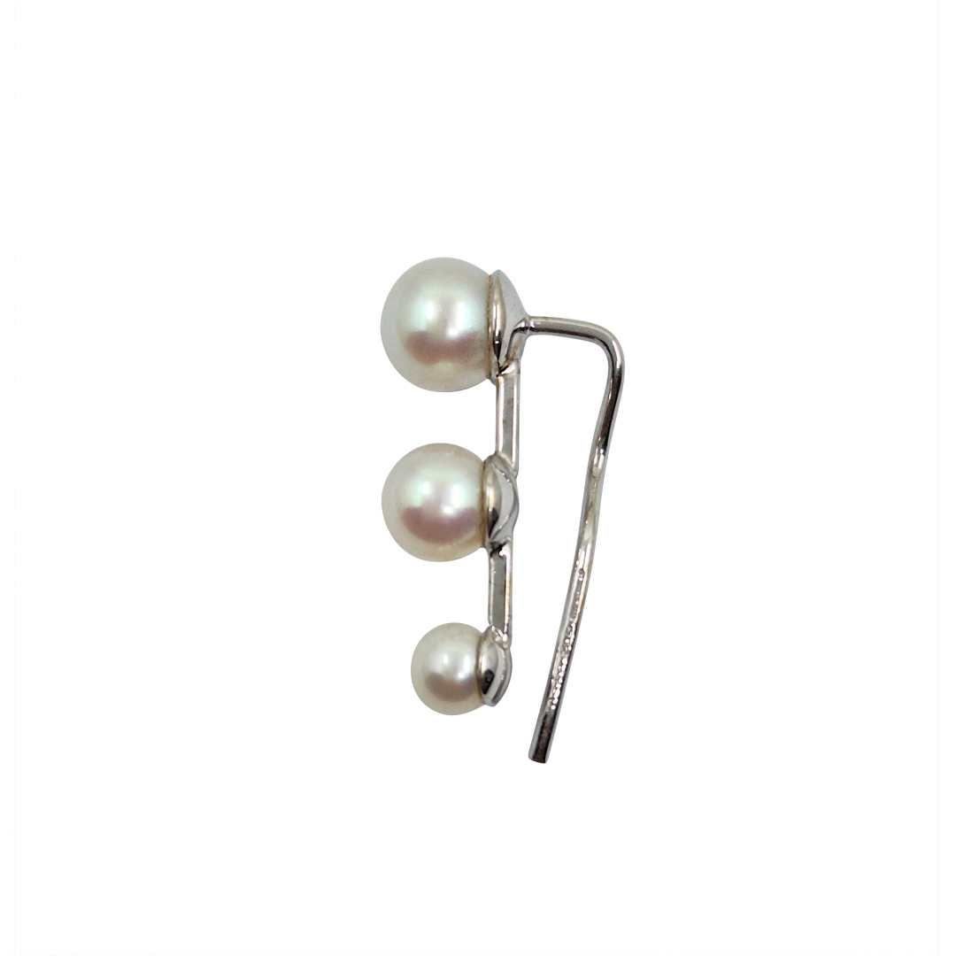 18ct White Gold Pearl Ear Climber Earrings