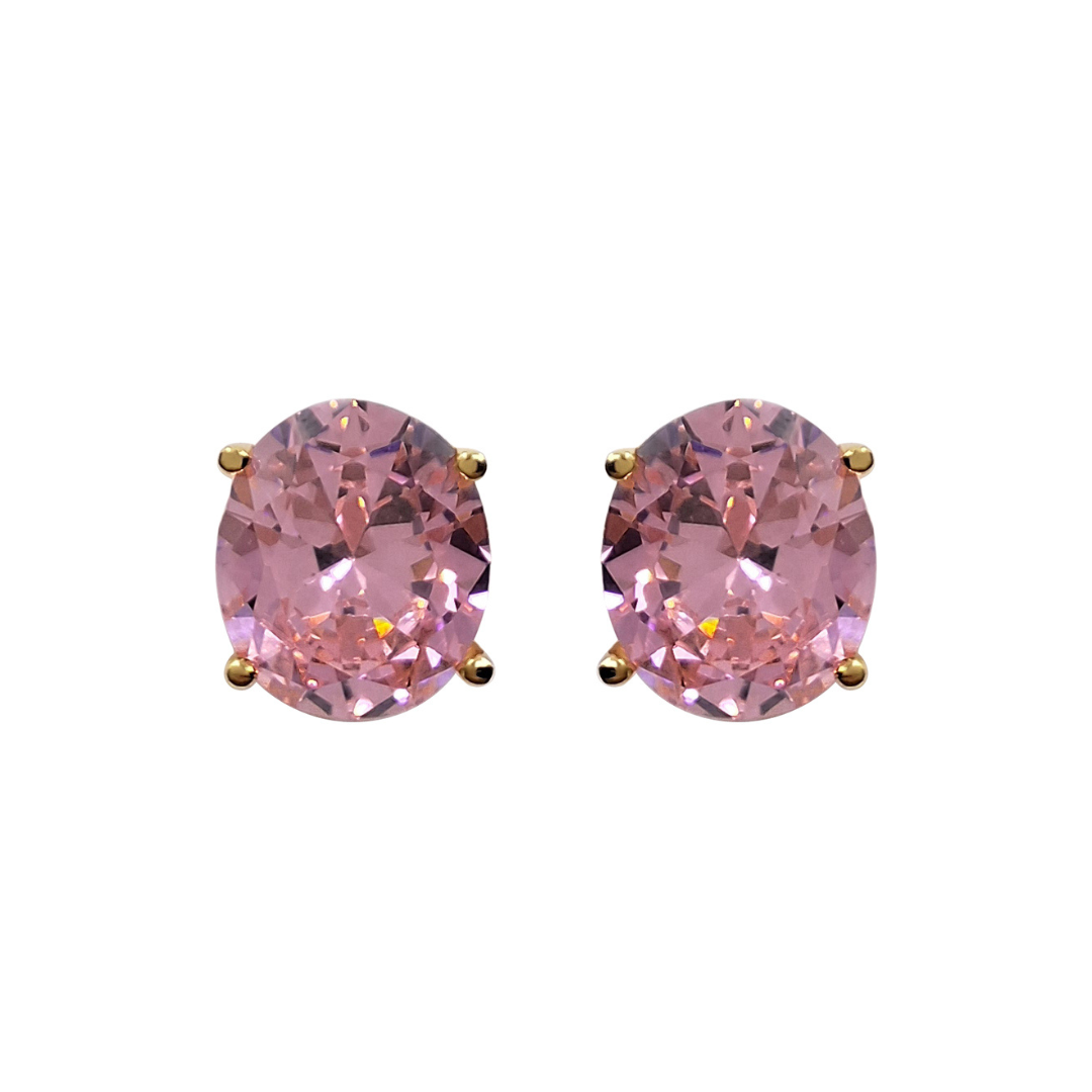 9ct Yellow Gold Pink Cubic Zirconia Stud Earrings