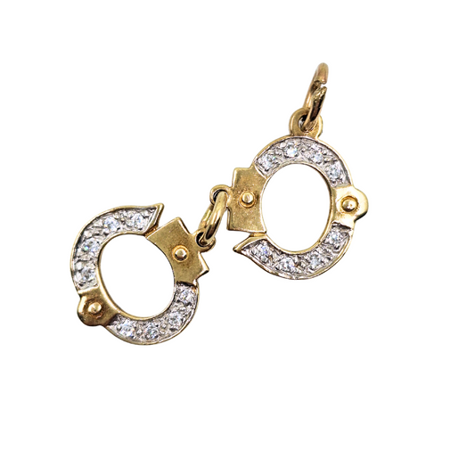 9ct Yellow Gold Cubic Zirconia Handcuffs Pendant