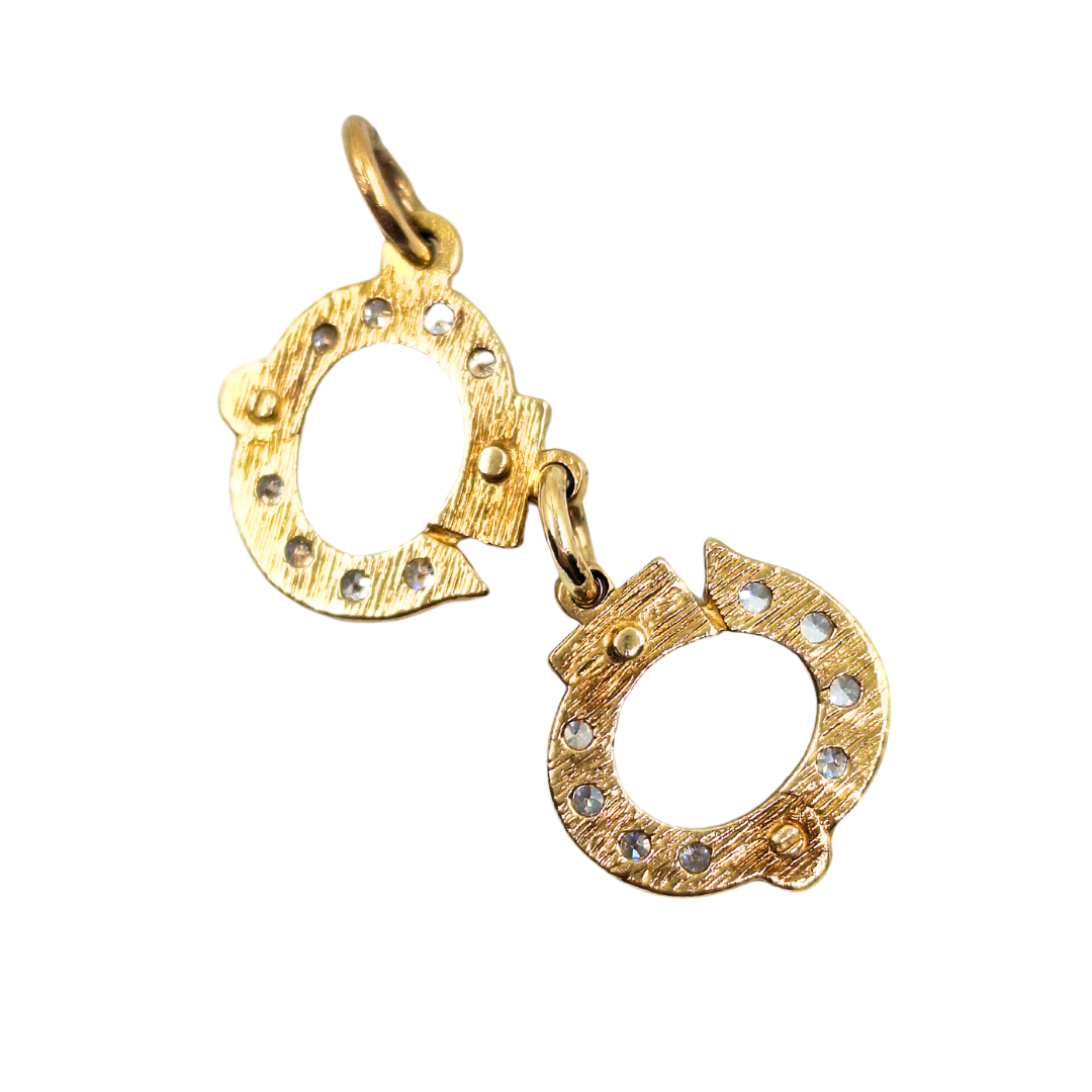 9ct Yellow Gold Cubic Zirconia Handcuffs Pendant