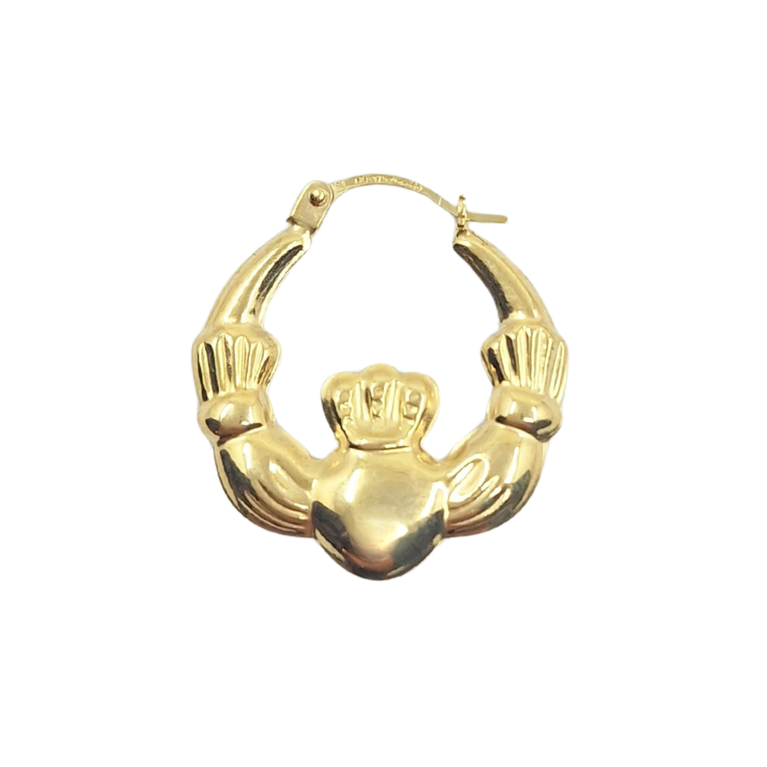 9ct Yellow Gold Claddagh Creole Earrings