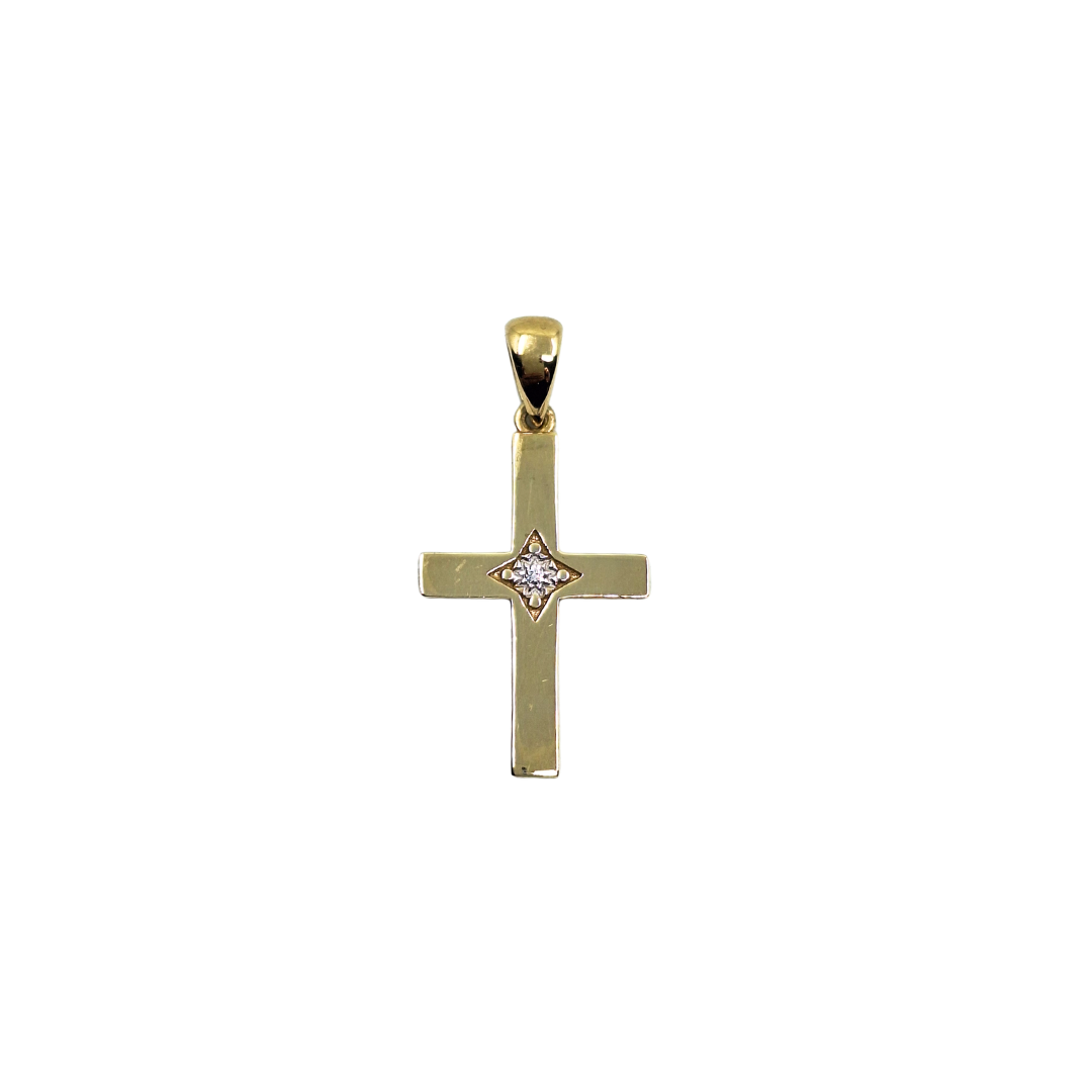 9ct Yellow Gold CZ Cross Pendant