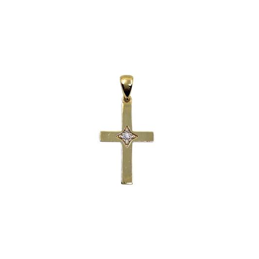 9ct Yellow Gold CZ Cross Pendant