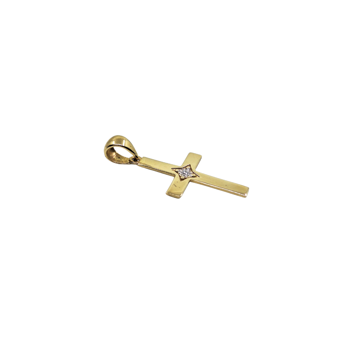 9ct Yellow Gold CZ Cross Pendant