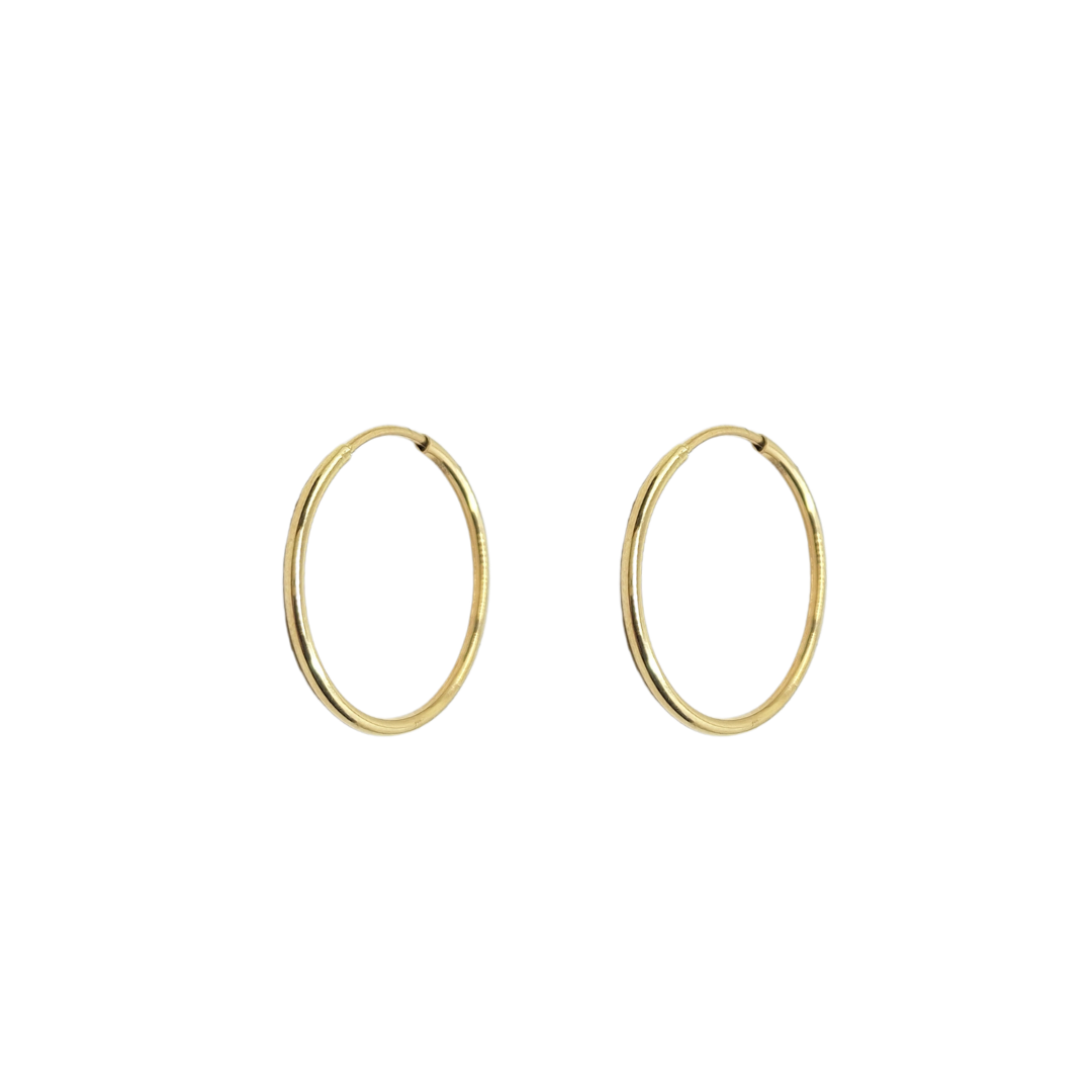 14ct Yellow Gold 22mm Plain Hoop Earrings