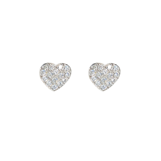 9ct Yellow Gold Heart Cubic Zirconia Cluster Stud Earrings
