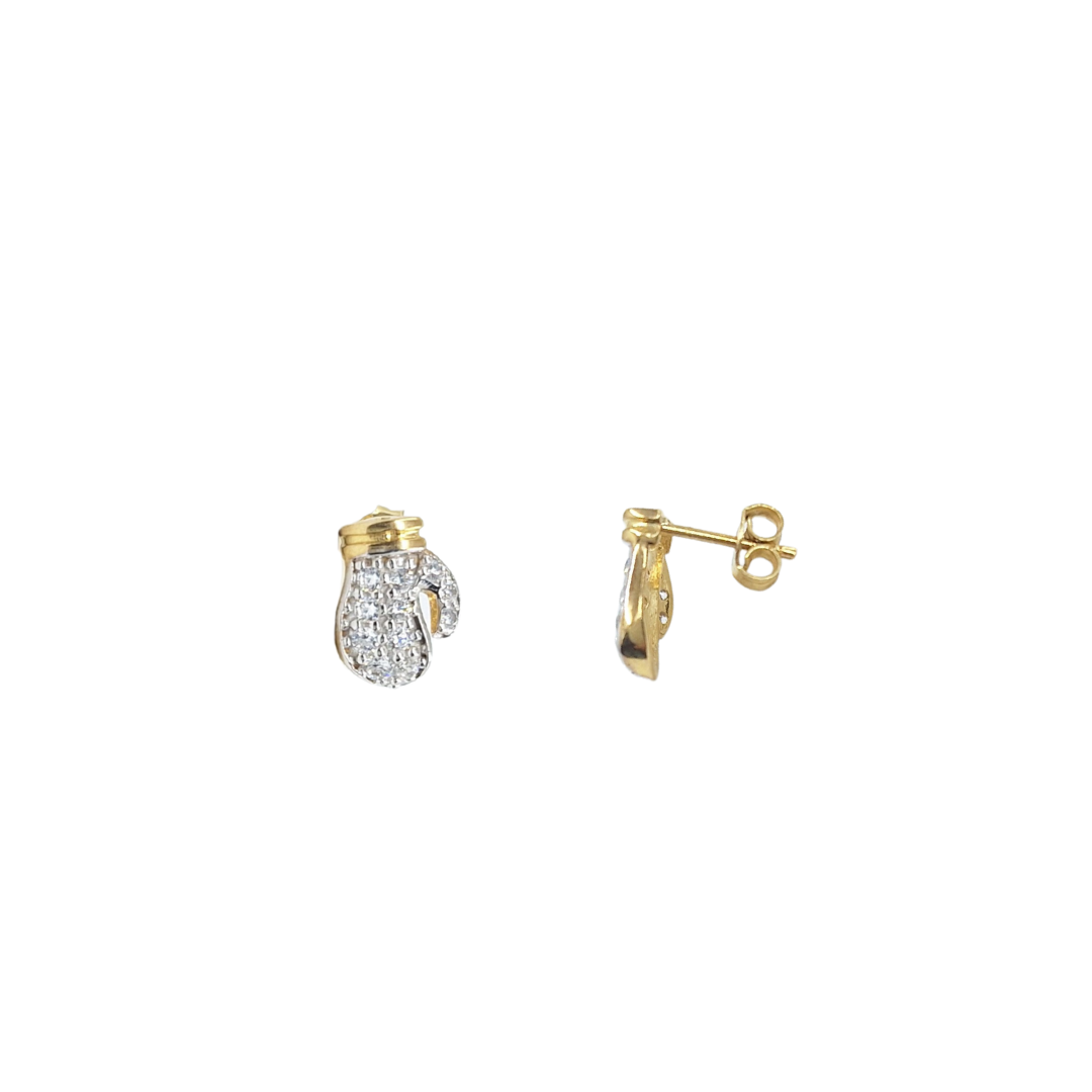 9ct Yellow Gold Cubic Zirconia Boxing Glove Stud Earrings