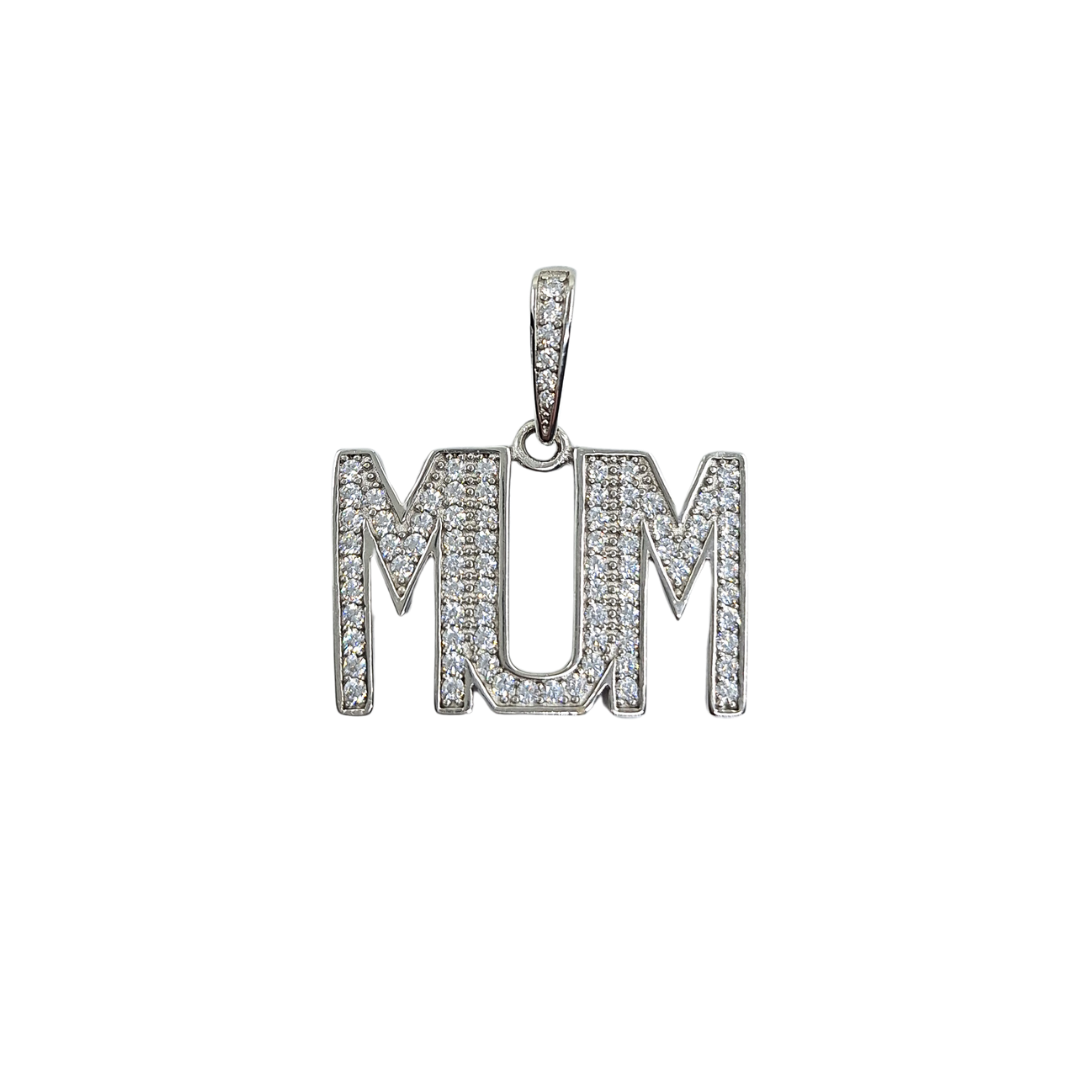 Silver Cubic Zirconia Mum Pendant