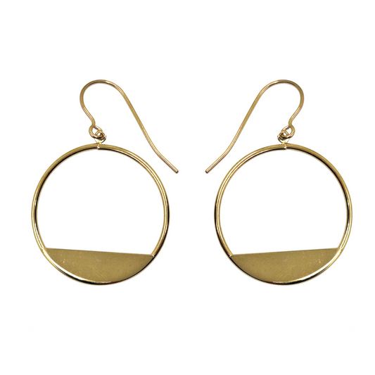 9ct Yellow Gold Circle Drop Earrings