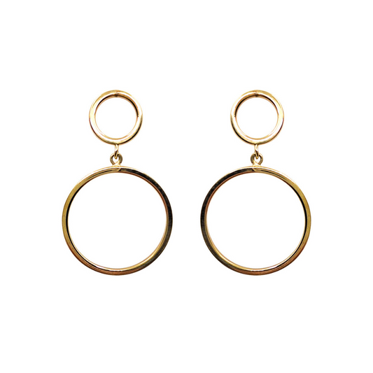 9ct Yellow Gold Circle Drop Earrings