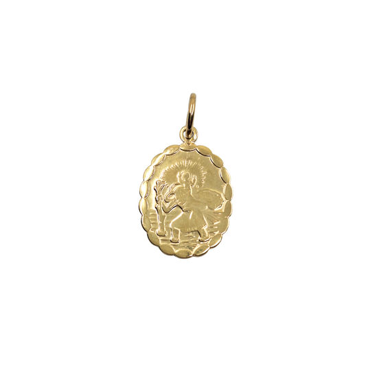 9ct Yellow Gold Oval St Christopher Pendant